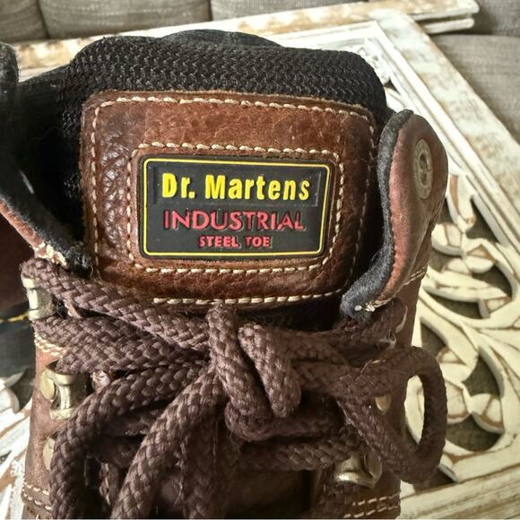 Dr. Martens Steel Toe Brown Leather Work Boots Men’s 9 Women’s 10 - Picture 7 of 8